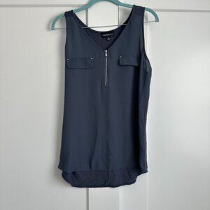 Fortune + Ivy Lola Mixed Material Blouse - Gray/Blue - XL (Stitch Fix)